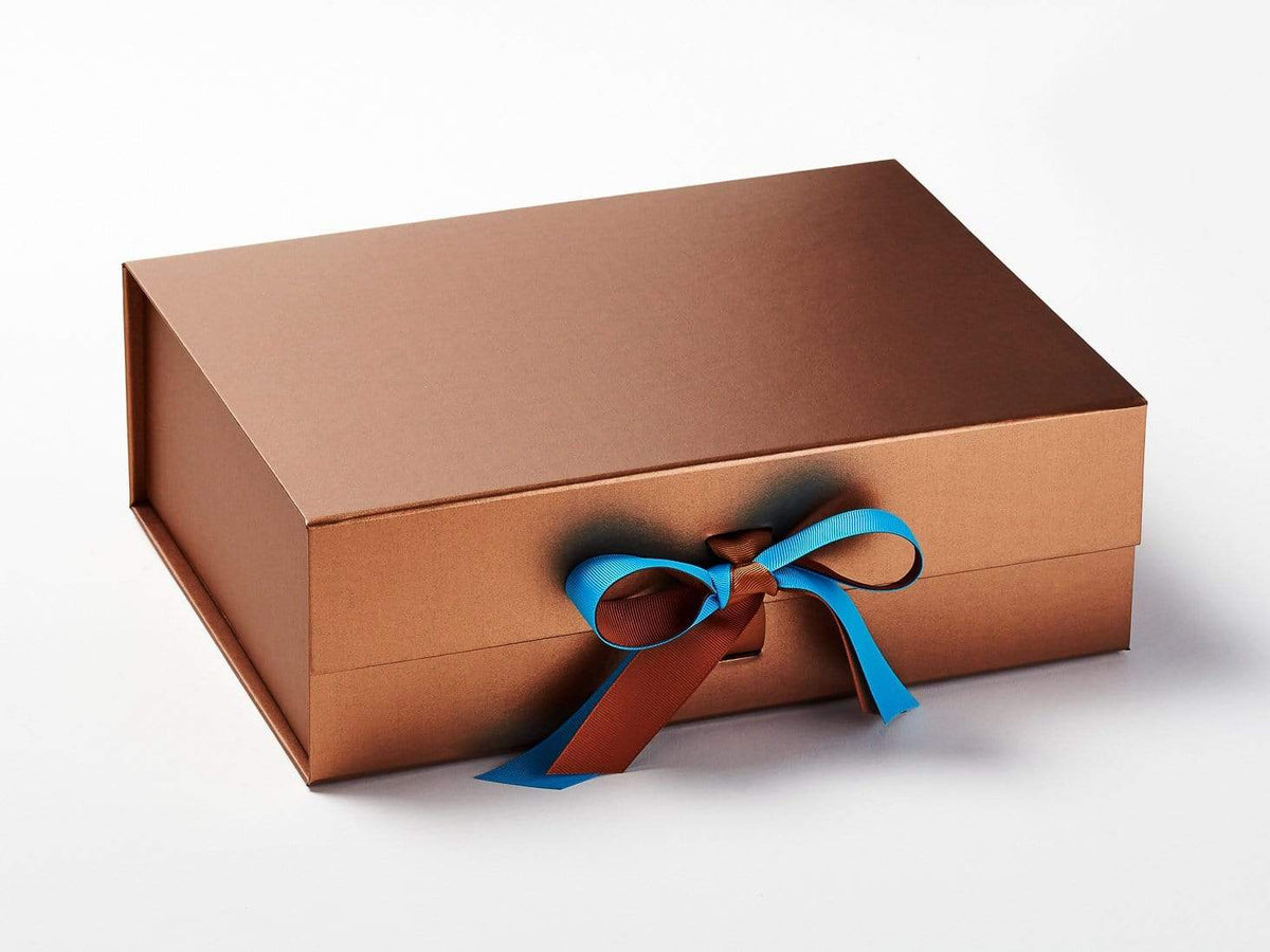Vivid Blue Grosgrain Ribbon Featured on Copper Gift Box