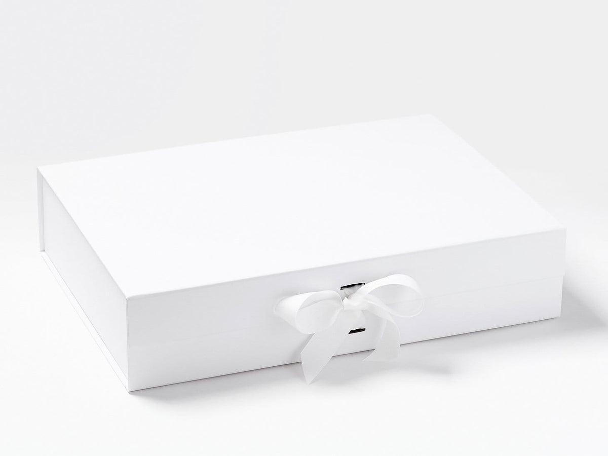 White A3 Shallow Gift Box with Changeable Ribbon