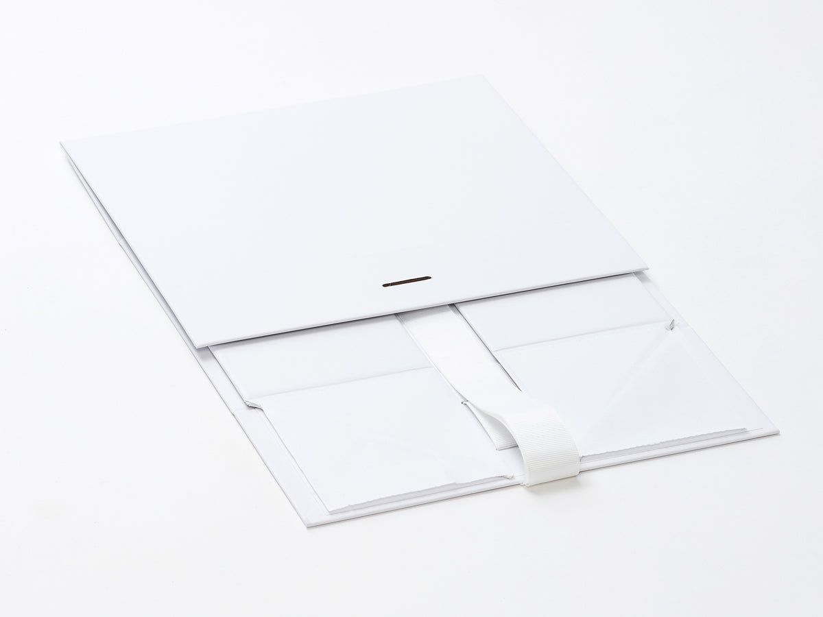 Sample White A5 Deep Folding Gift Box with Changeable Ribbon Supplied Flat