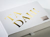 White Folding Gift Box with Two Colour Custom Printed Foil Design
