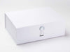 White A4 Deep Gift Box featured with Rainbow Crystal Closure