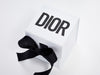 Large White Cube Gift Box with Custom Printed Black Logo and Black Ribbon