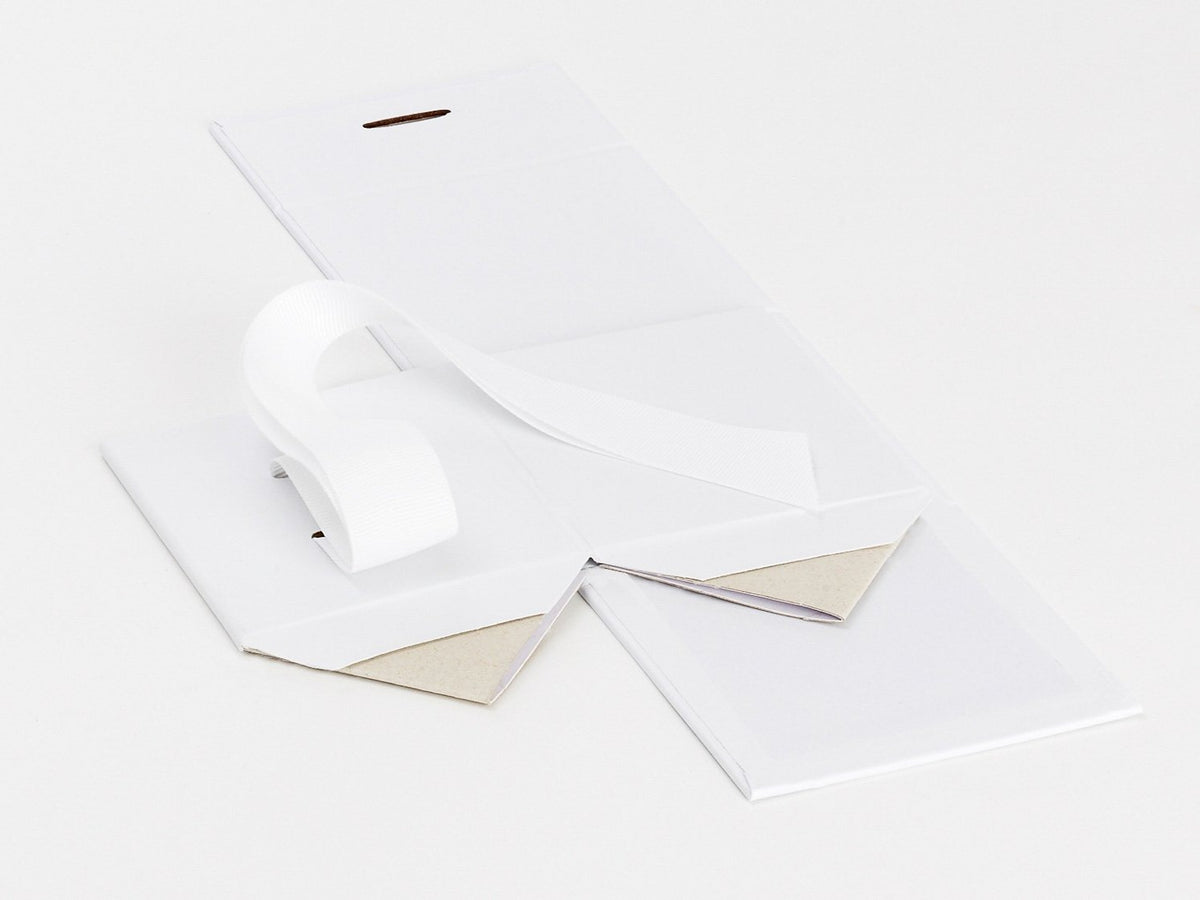 White Large Cube Gift Box With Changeable Ribbon Supplied Flat