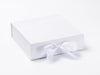 White Medium Folding Magnetic Gift Box With Fixed Ribbon Ties