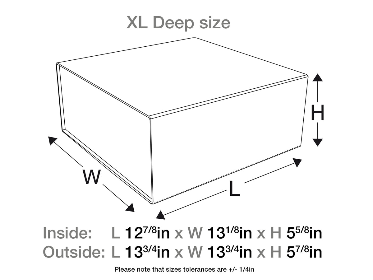 White XL Deep Gift Box Assembled Size in Inches