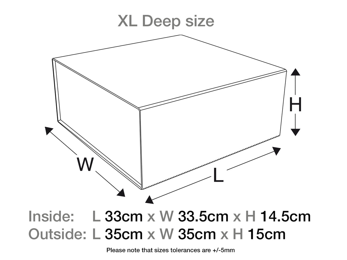 White XL Deep Gift Box Assembled Size in Centimeters