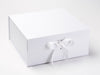 White XL Deep Gift Box with Changeable Ribbon Supplied with White Ribbon