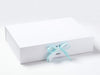 Example of Mineral Ice Double Ribbon Bow Featured on White A3 Shallow Gift Box