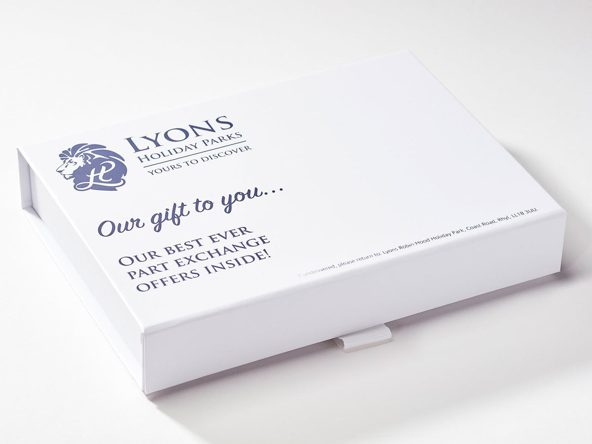 White Shallow Gift Box with 1 Colour Screen Printed  Design