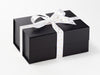 Example of White Sparkle Bee Recycled Satin Ribbon Featured on Black A5 Deep Gift Box
