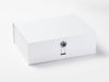 White Gift Box Featuring Sapphire and Diamond Flower Gemstone Closure