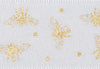 Sample White Sparkle Bee Recycled Satin Ribbon with Gold Foil Bumble Bee Design