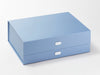 Example Of White Slot Decal Labels Featured on Pale Blue Gift Box