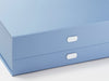 Example Of White SLot Decal Labels Featured on Pale Blue Gift Box