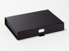 Example Of White Slot Decal Label Affixed To Black A5 Shallow Gift Box