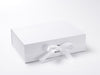 White A4 Deep Gift Box Sample with Changeable Ribbon from Foldabox USA