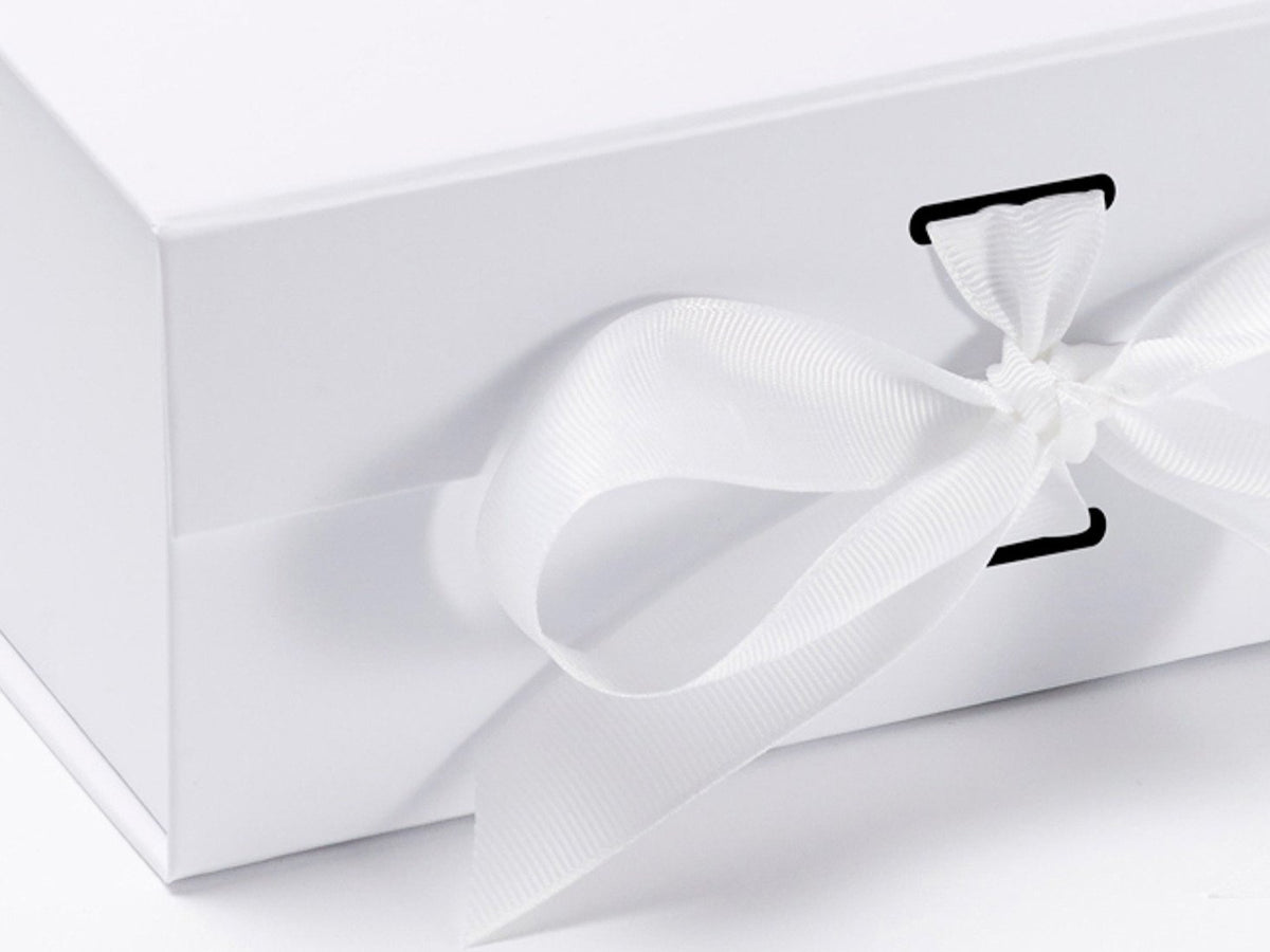 White A5 Deep Folding Gift Box changeable ribbon detail