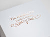 White Gift Box with Custom Rose Gold Foil Logo to Lid