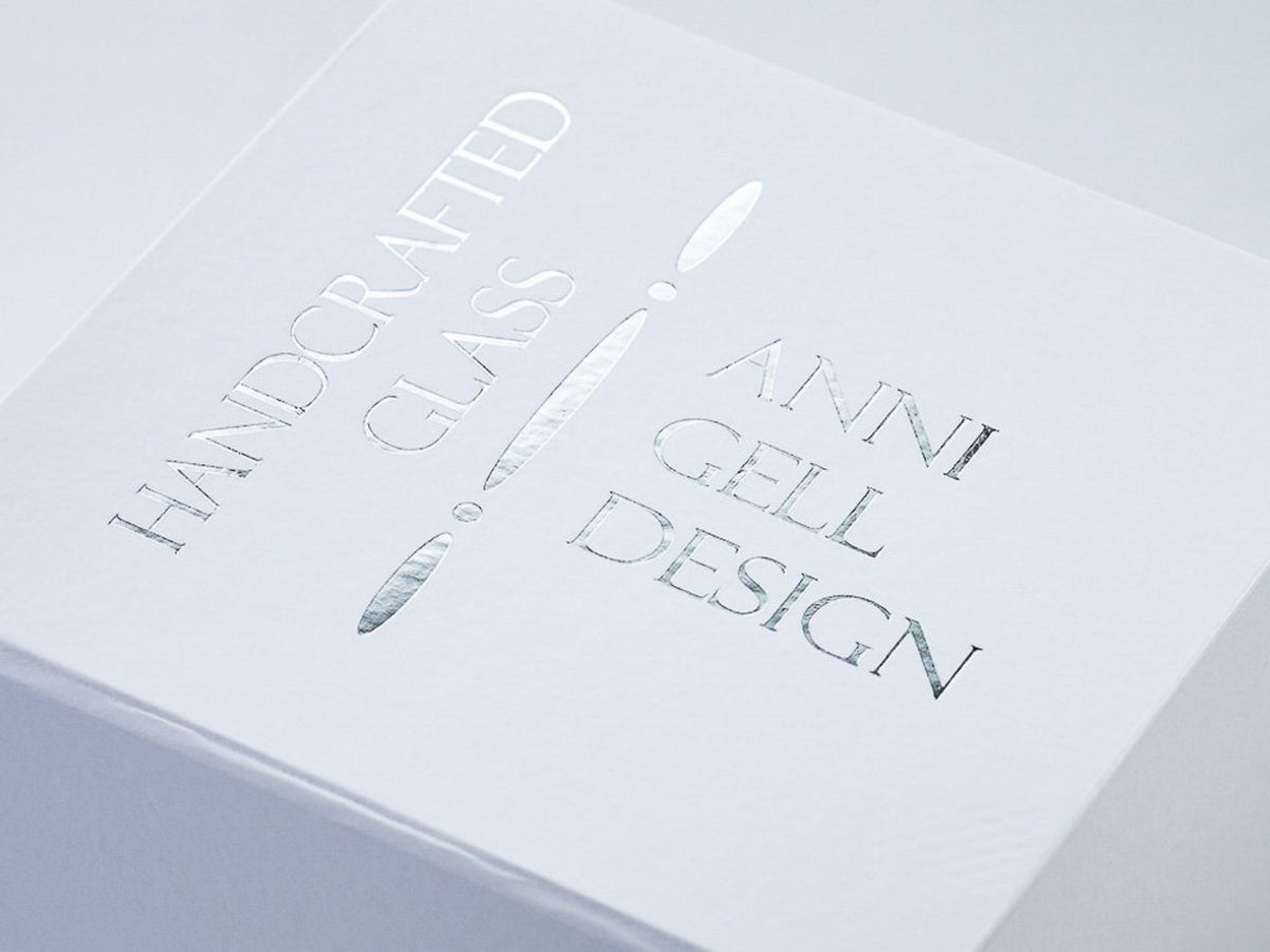 White Folding Gift Box with Custom Silver Foil Logo to Lid