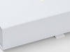 White A4 Shallow Gift Box Front Flap and Ribbon Tab Loop Detail