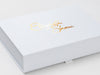 White Folding Gift Box with Gold Foil Custom Printed Logo to Lid