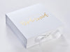 White Gift Box with Client Customized Gold Foil Personalization