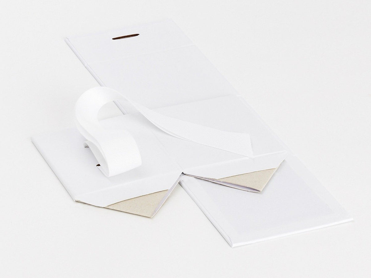 White Large Cube Gift Box Sample Supplied Flat with Ribbon