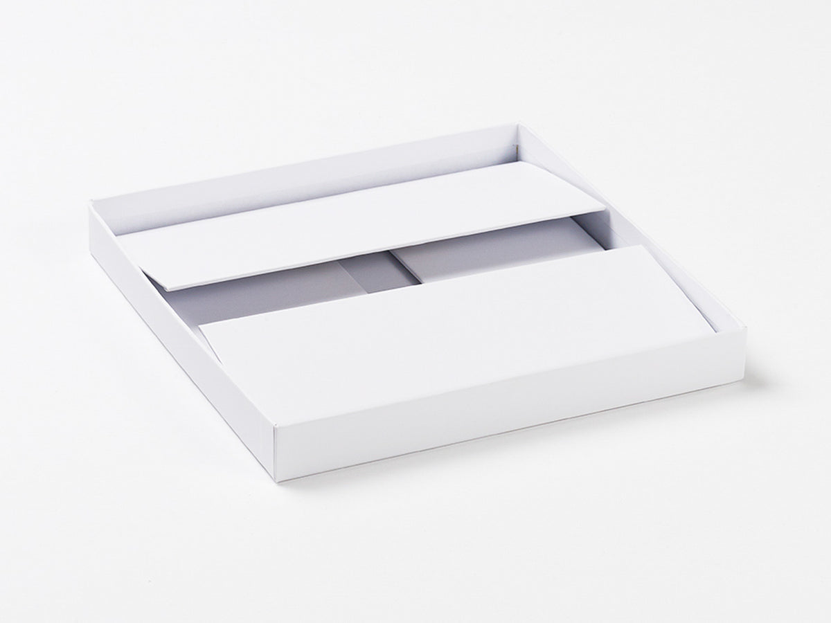 White Medium Lift Off Lid Gift Box shown with base folded flat inside lid