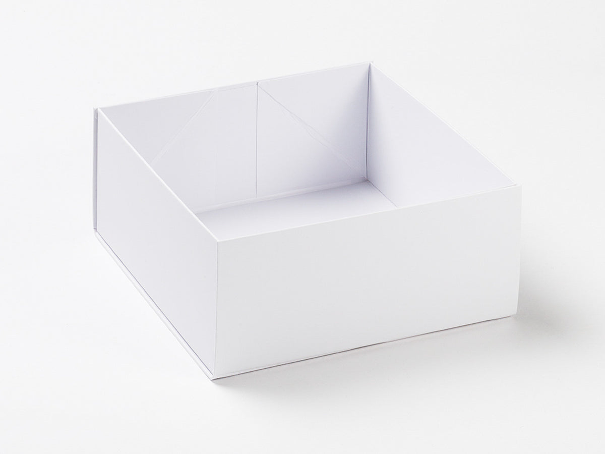 White Lift Off Lid Gift Box Shown with Base Fully Assembled