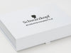 White Folding Gift Box with Black Custom Printed Logo to Lid