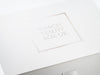 White Folding Gift Box with Silver Foil Custom Printed Logo to Lid