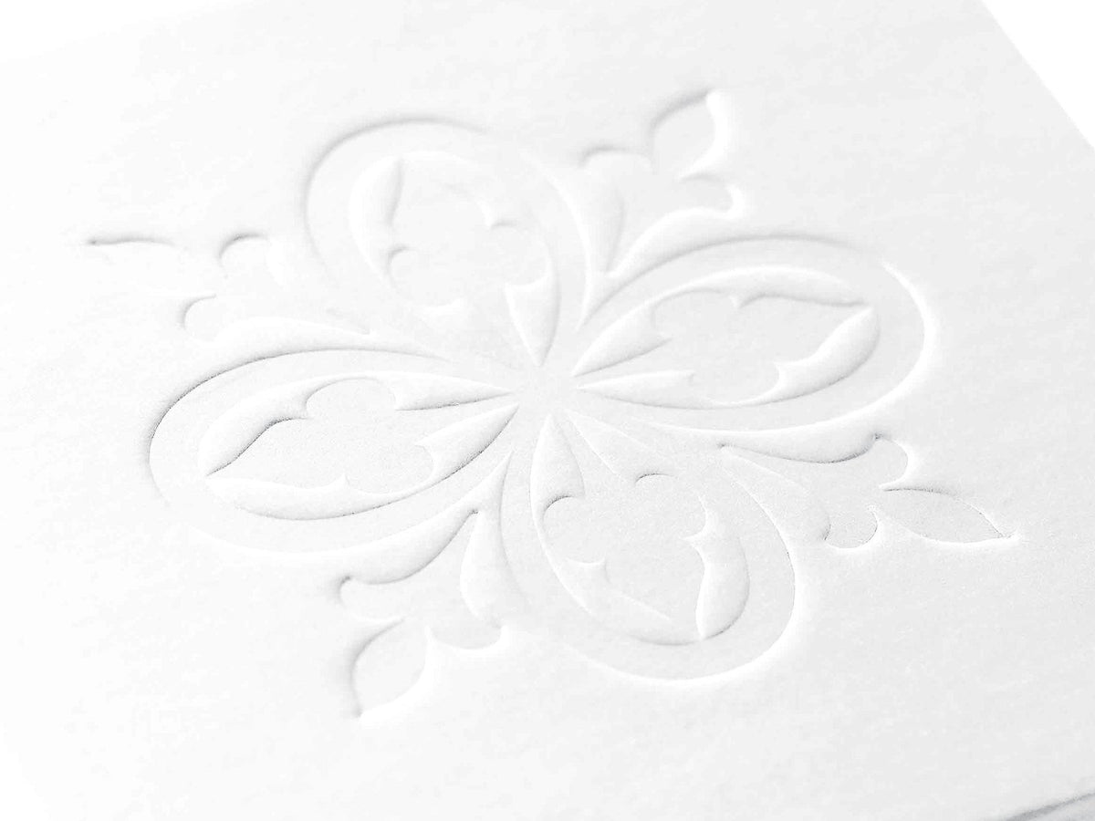 Custom Debossed Logo to Lid of White Gift Box from Foldabox USA