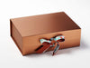 Festive Robin Ribbon Featured as a Double Bow on Copper A4 Deep Gift Box