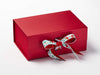 Festive Robin Ribbon Featured as a Double Bow on Red A5 Deep Gift Box