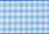 Pale Blue and White Gingham Check Ribbon for Slot Gift Boxes
