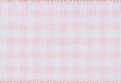 Foldabox UK Pale Pink and White Gingham Ribbon for gift boxes with changeable ribbon